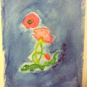 California poppies, watercolor